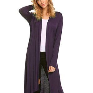 Lightweight Duster High Low Hem Maxi Long Sleeve Cardigan